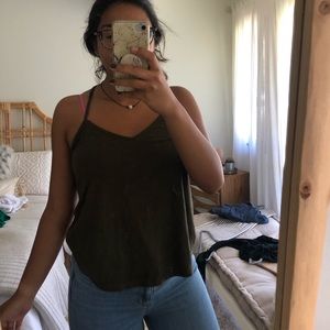 Green suede tank top